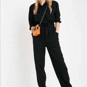 Urban Outfitters Black Tie Front Jumpsuit